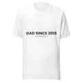 Personalised Dad Since t-shirt with the year, Still Winging It, white unisex cotton tee, front view