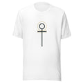 Ankh sacred geometry t-shirt, the ancient Egyptian symbol of life, white unisex cotton tee, front view