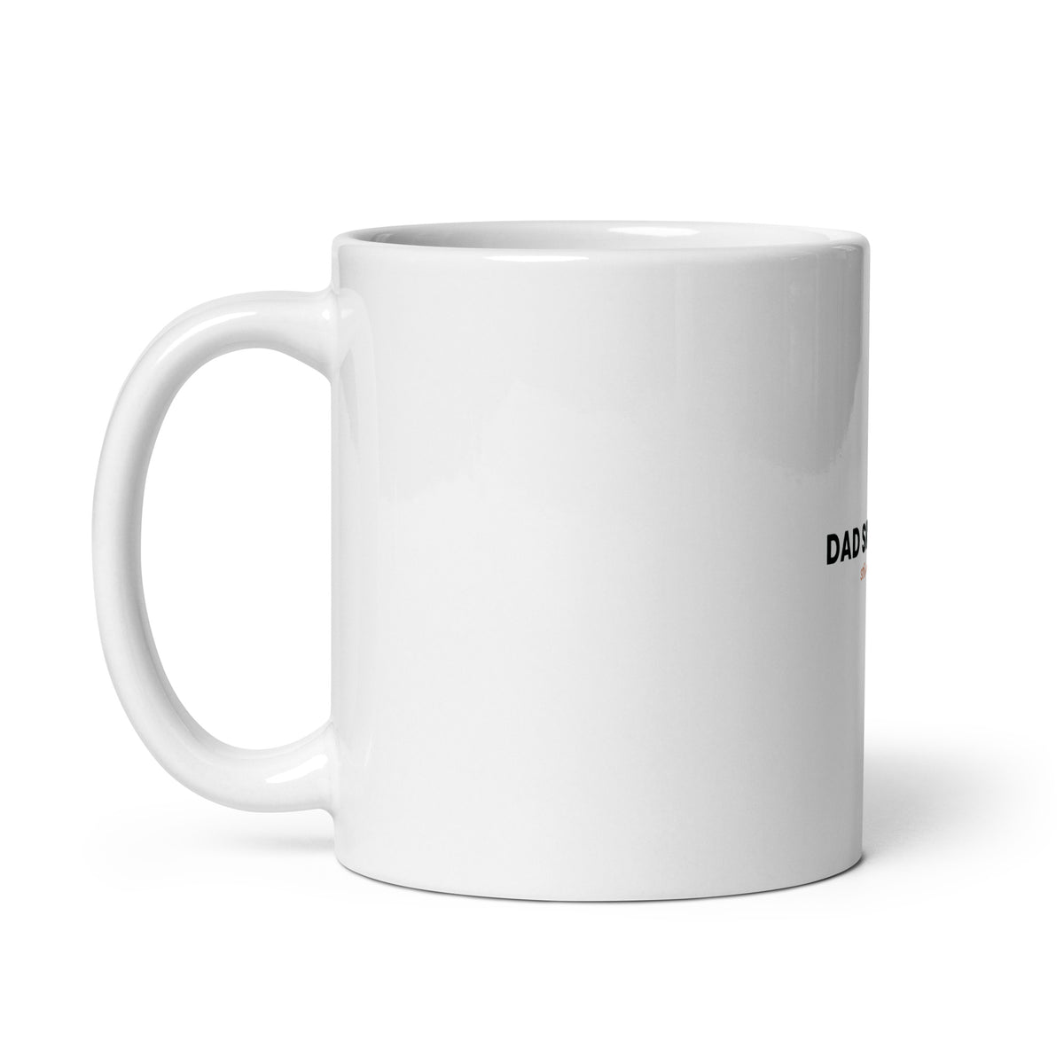 Personalised Dad Since mug with the year, Still Winging It, 11oz white glossy ceramic mug, handle on the left