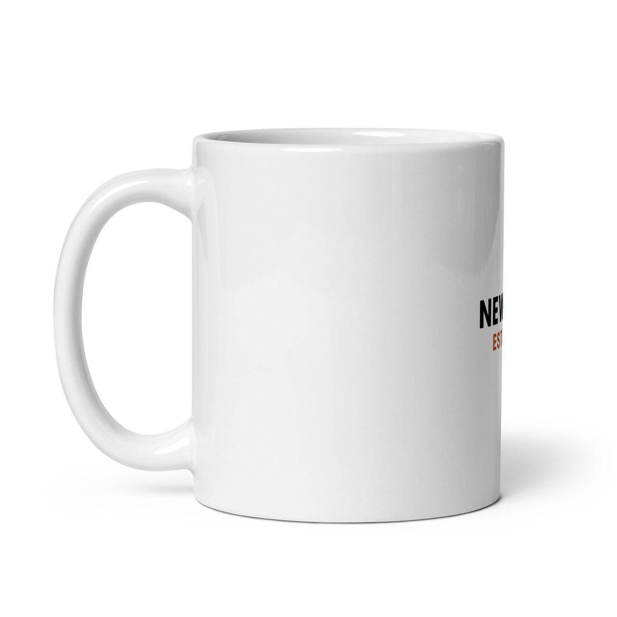 Personalised New Dad mug with the year he became a dad, 11oz white glossy ceramic mug, handle on the left