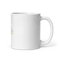 Personalised mug with your name in Egyptian hieroglyphs inside a cartouche, 11oz white glossy ceramic mug, handle on the right