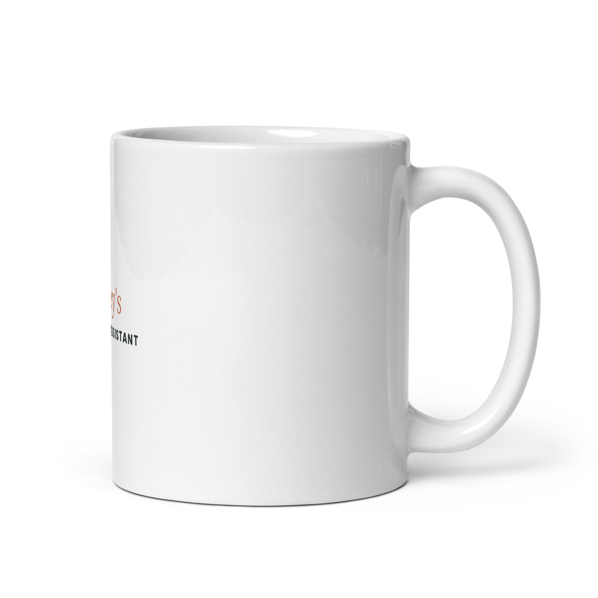 Personalised pet name mug reading Personal Assistant, 11oz white glossy ceramic mug, handle on the right