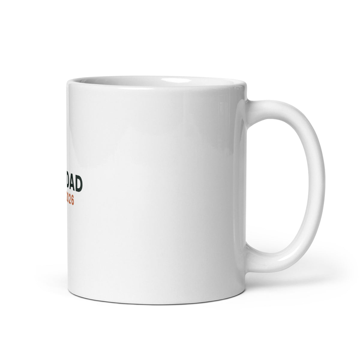 Personalised New Dad mug with the year he became a dad, 11oz white glossy ceramic mug, handle on the right
