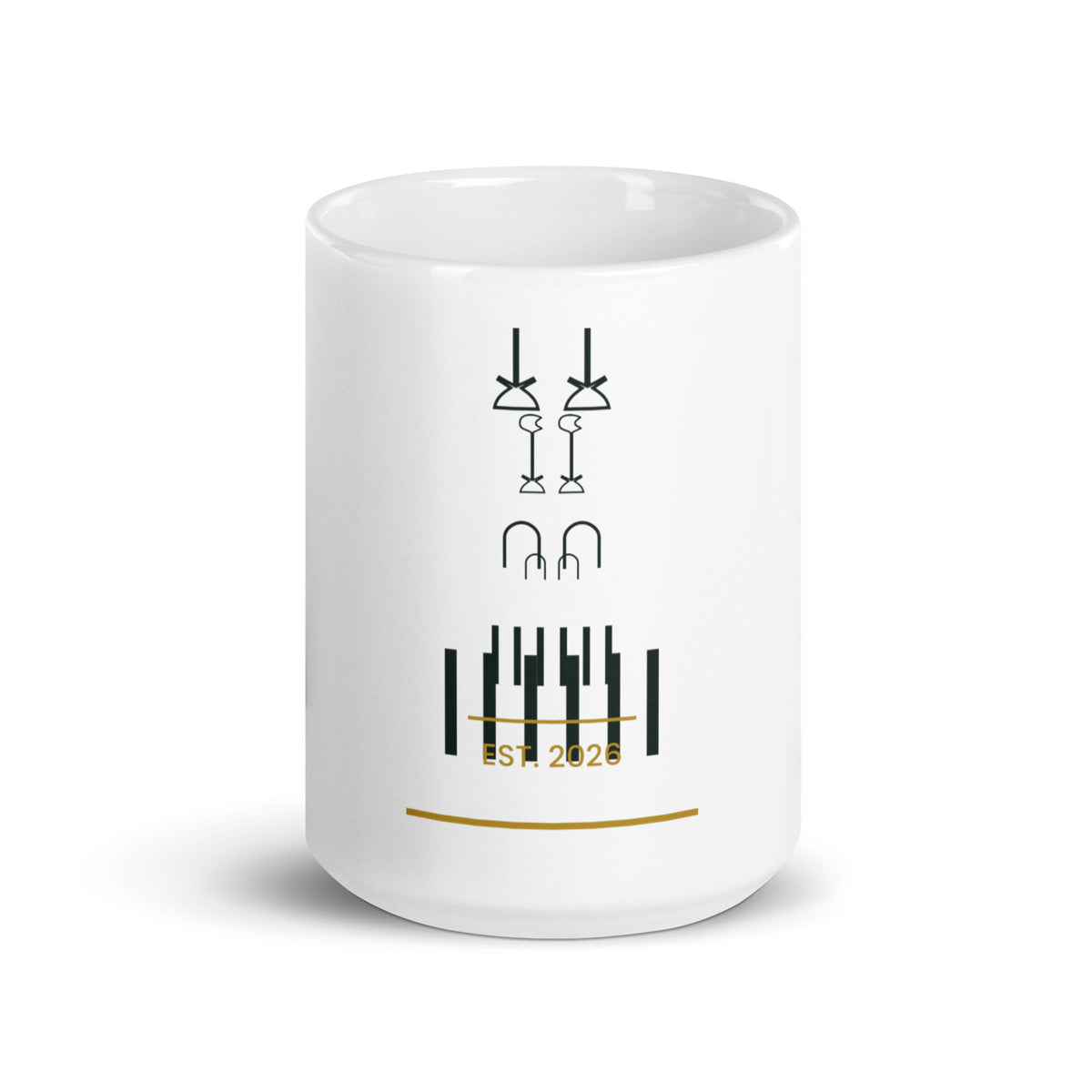 Personalised mug with a year in authentic Egyptian numerals, 15oz white glossy ceramic mug, front view