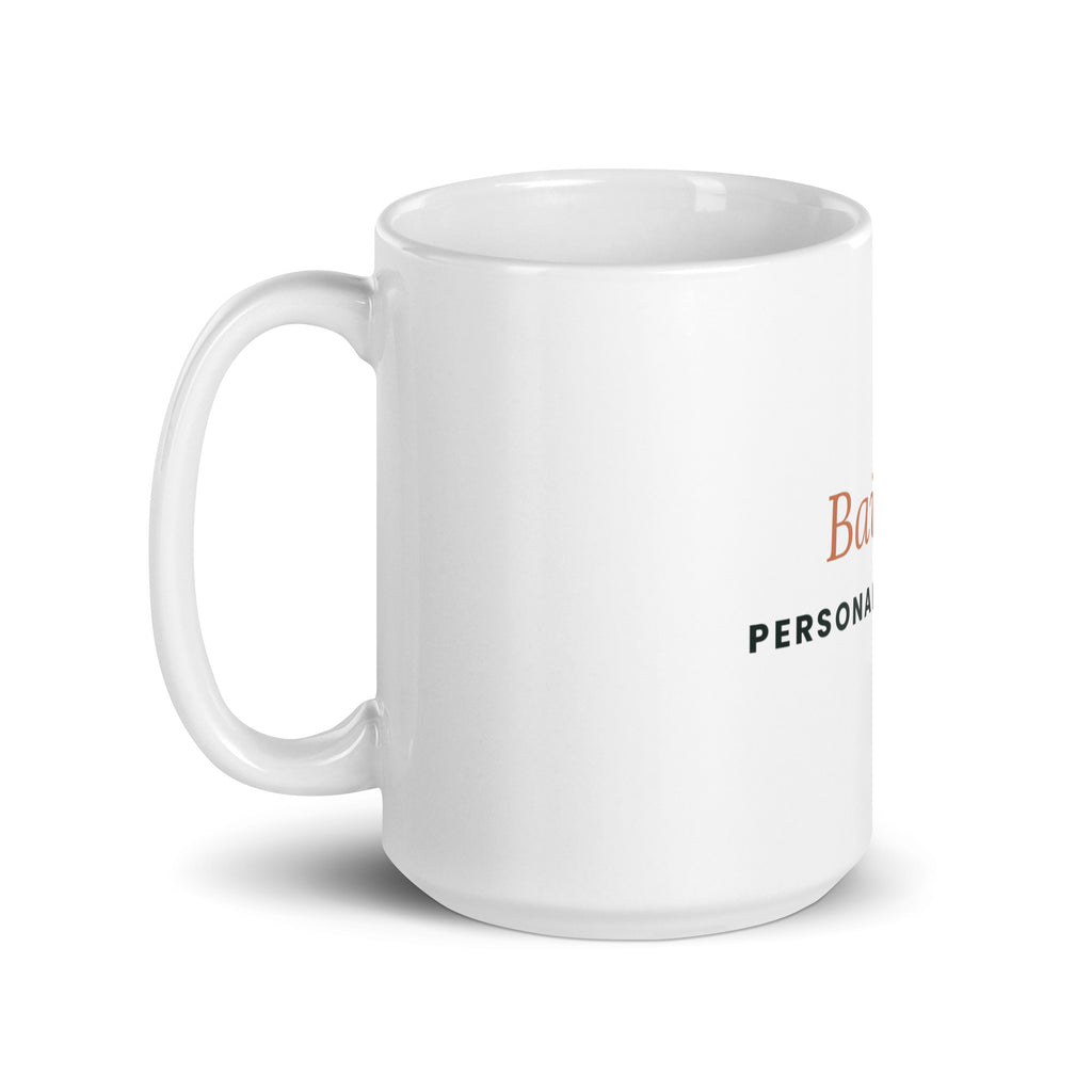 Personalised pet name mug reading Personal Assistant, 15oz white glossy ceramic mug, handle on the left