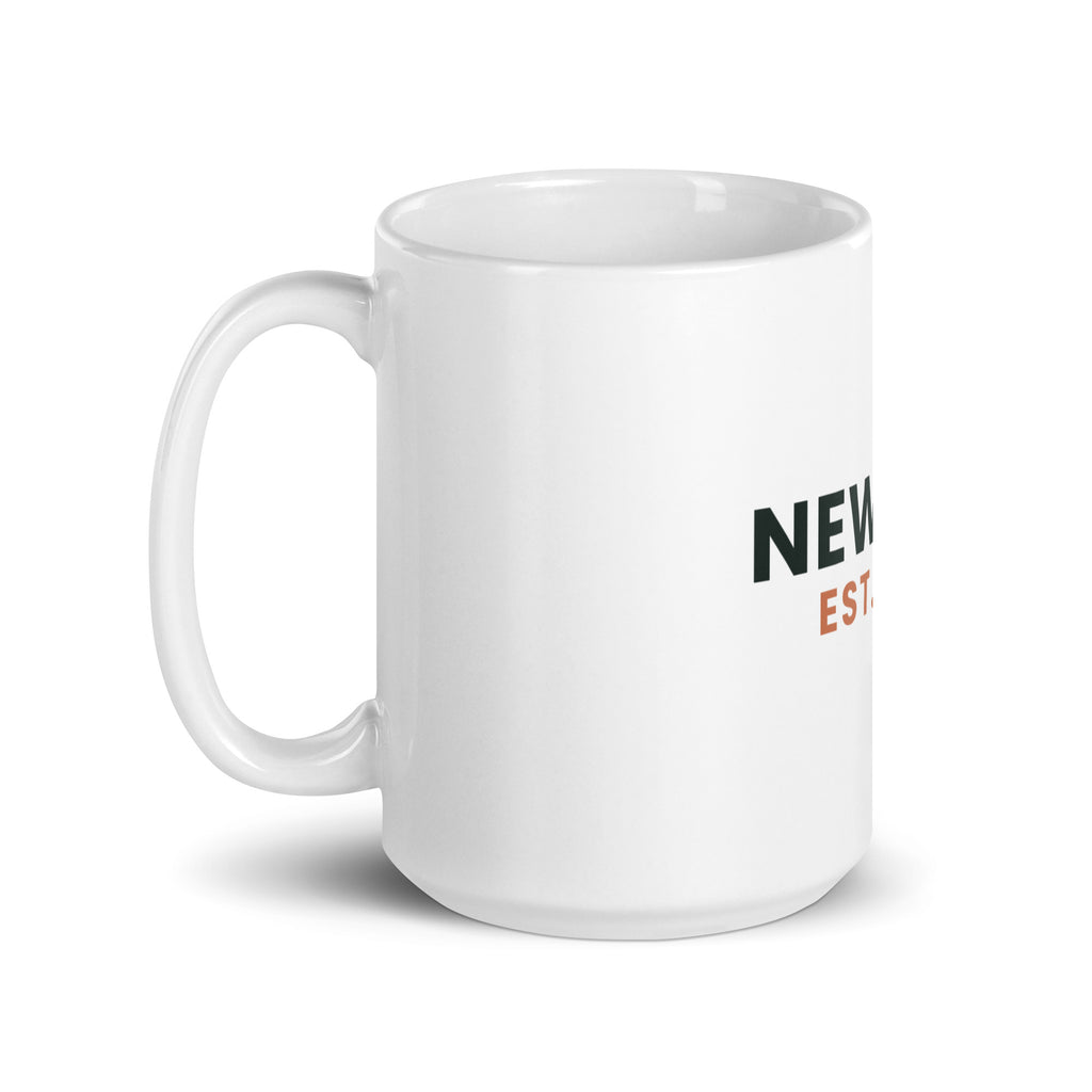 Personalised New Dad mug with the year he became a dad, 15oz white glossy ceramic mug, handle on the left