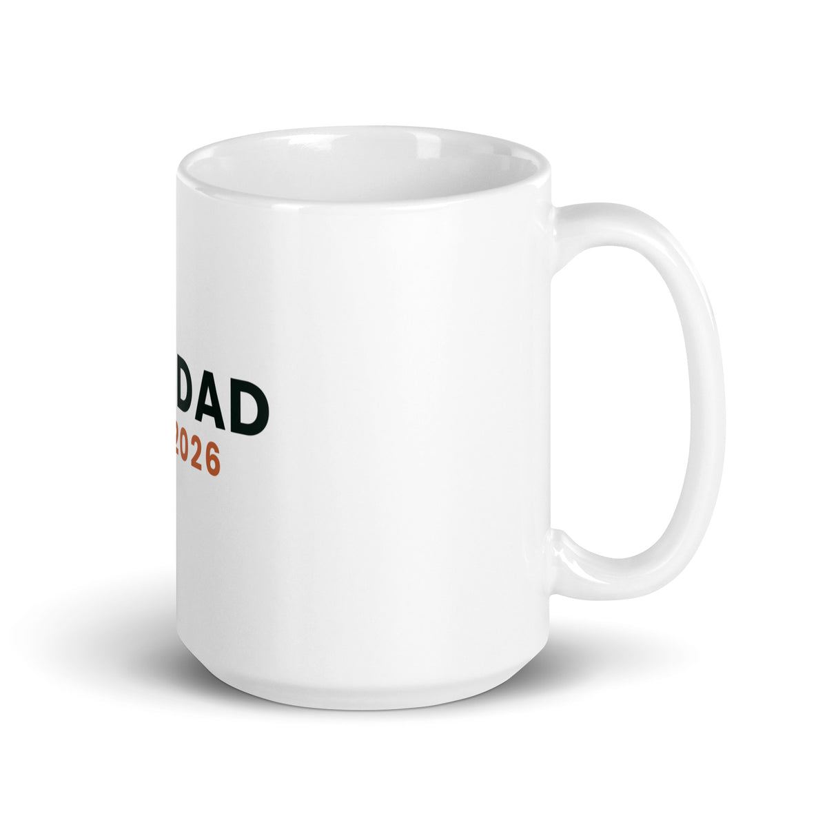 Personalised New Dad mug with the year he became a dad, 15oz white glossy ceramic mug, handle on the right